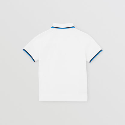 男童白色Logo棉Polo衫