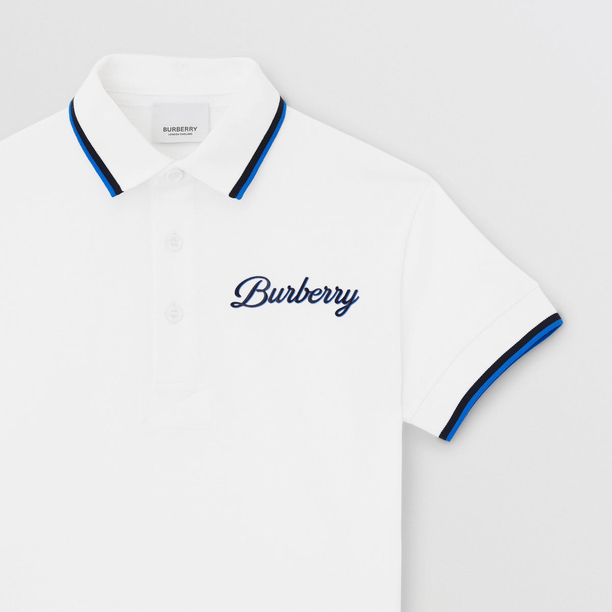男童白色Logo棉Polo衫