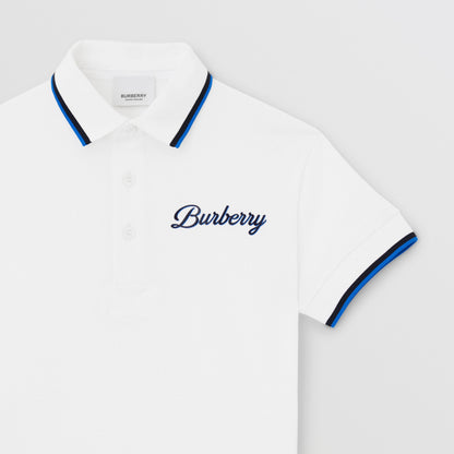 男童白色Logo棉Polo衫