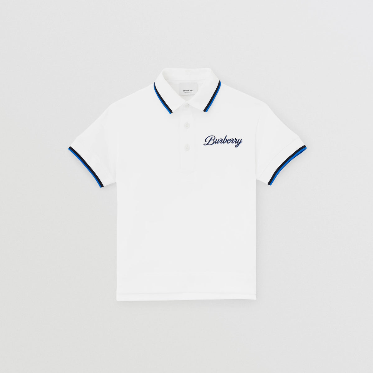 男童白色Logo棉Polo衫