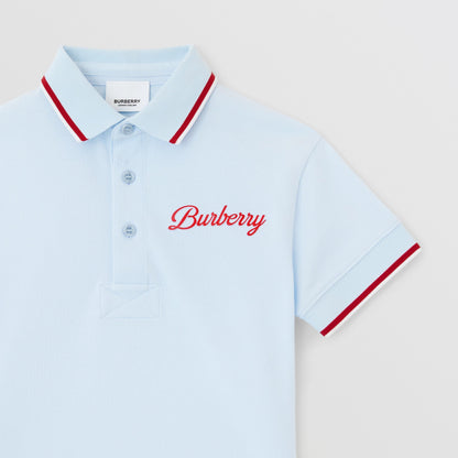 男童浅蓝色Logo棉Polo衫