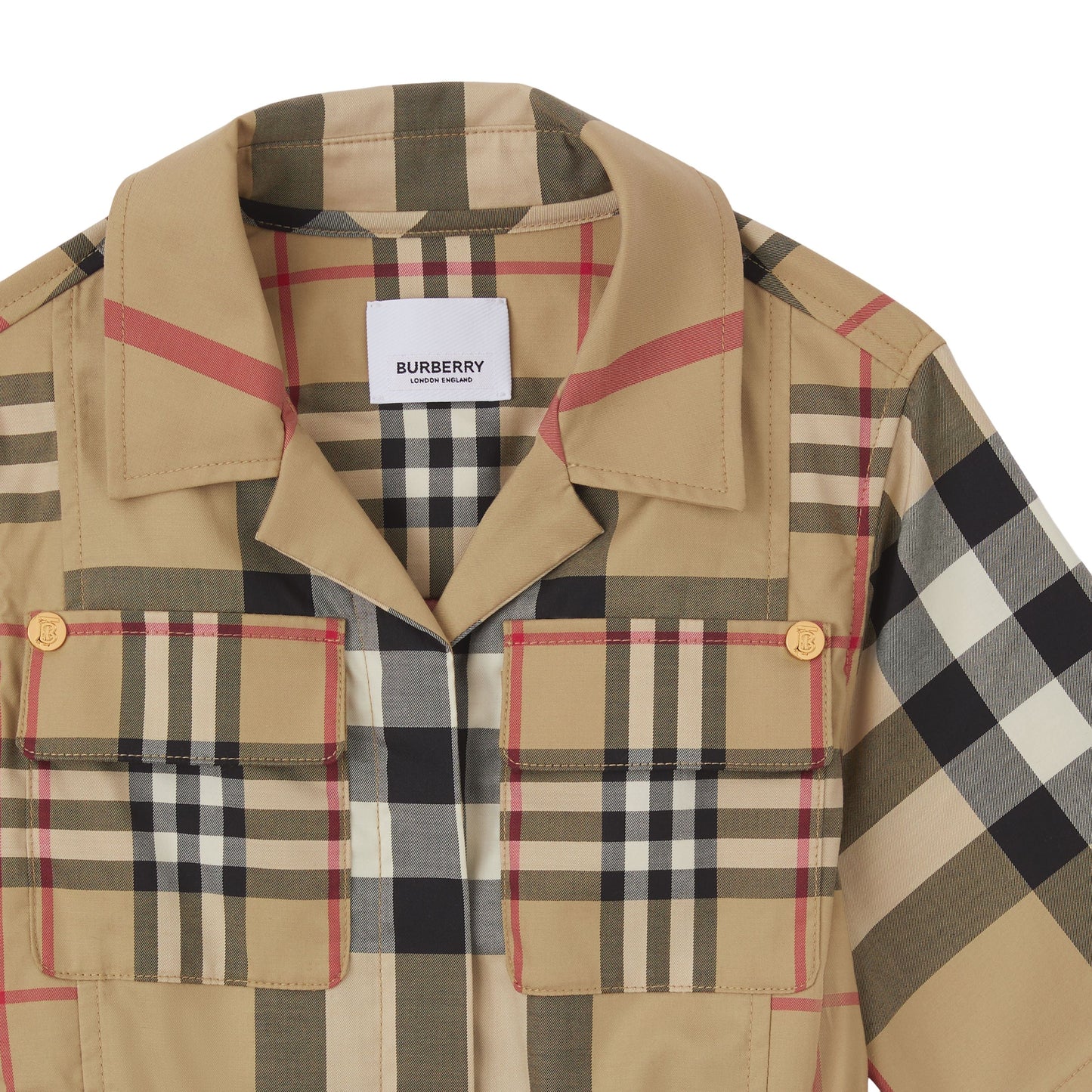 女童米色格子棉连衣裙