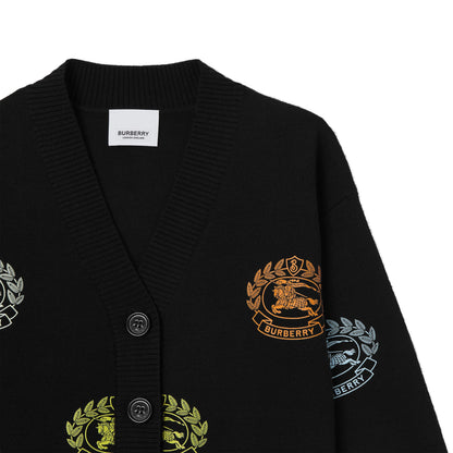 女童黑色Logo羊毛开衫