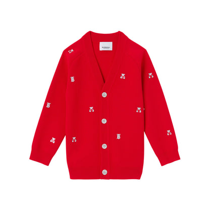 女童红色羊毛开衫