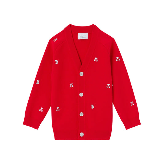 女童红色羊毛开衫