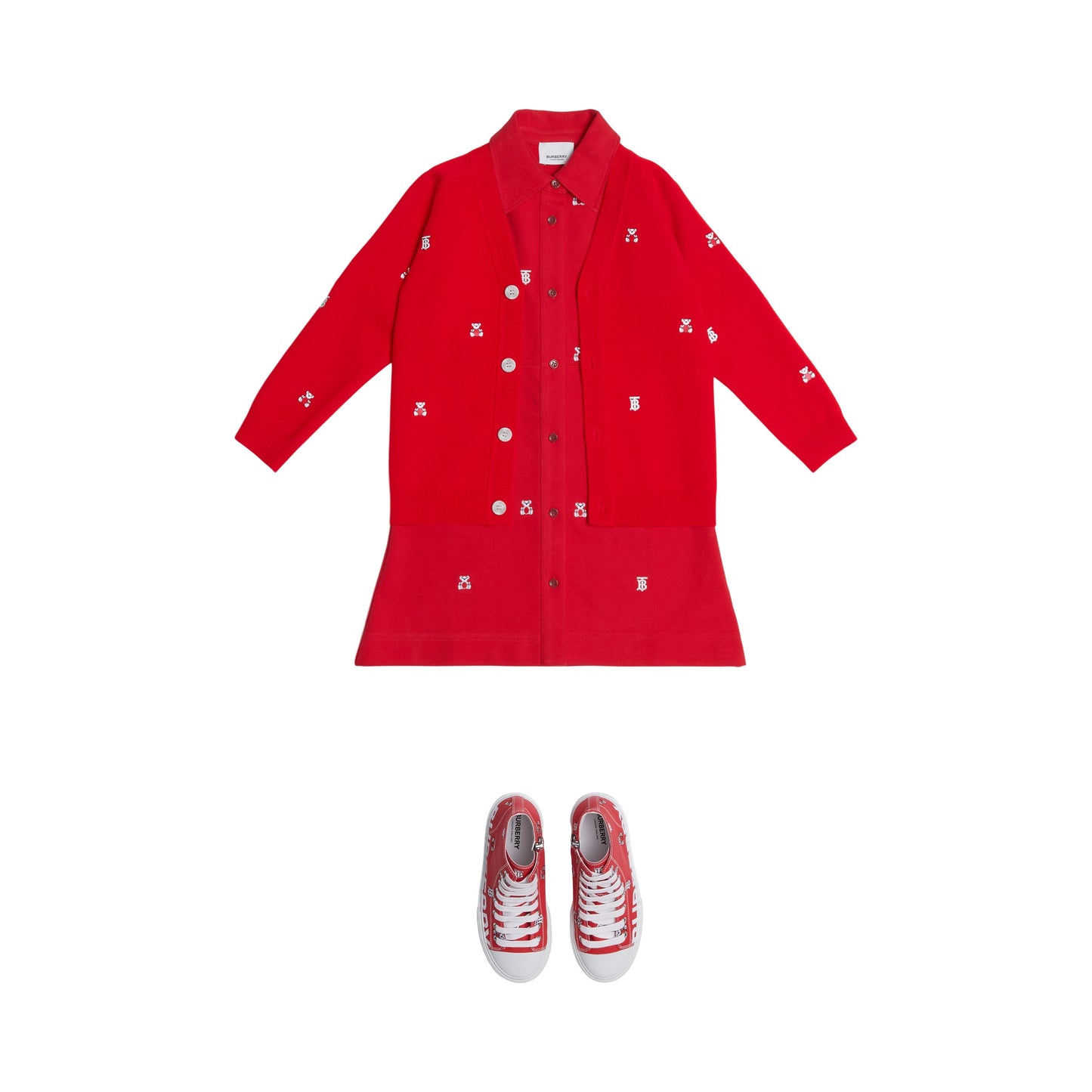 女童红色羊毛开衫