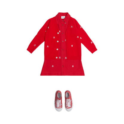女童红色羊毛开衫