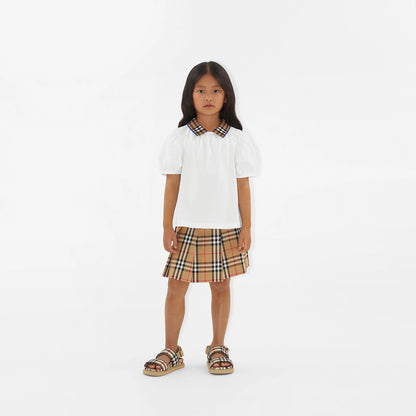 女童白色棉Polo衫