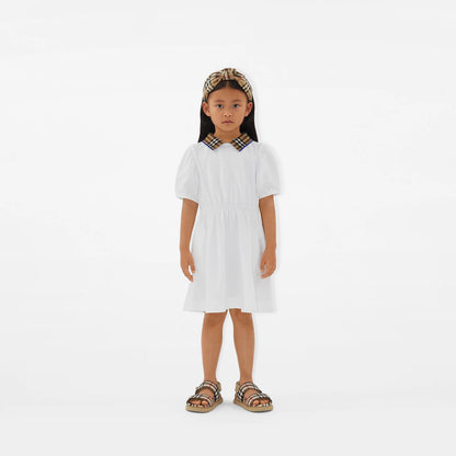 女童白色棉连衣裙