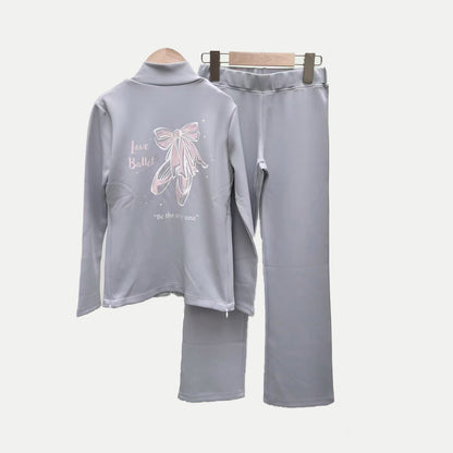 女童浅灰色芭蕾舞套装(op200-B3-Back&Chest/Light Gray)