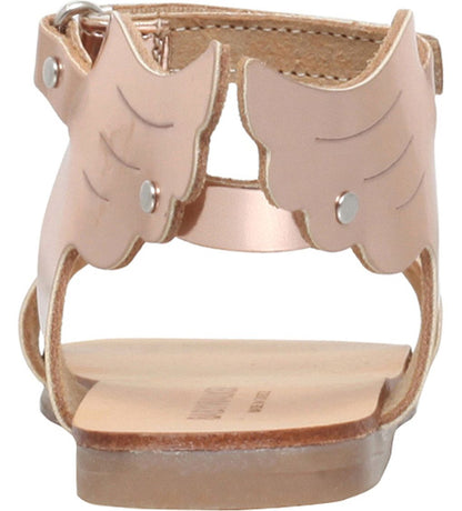 Girls Copper 'Winged Hermes' Mirror Leather Sandals