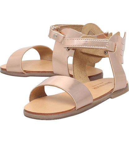 Girls Copper 'Winged Hermes' Mirror Leather Sandals