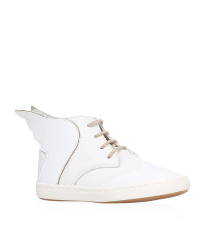 Boys White 'Hermes Wings' High-top Leather Boots