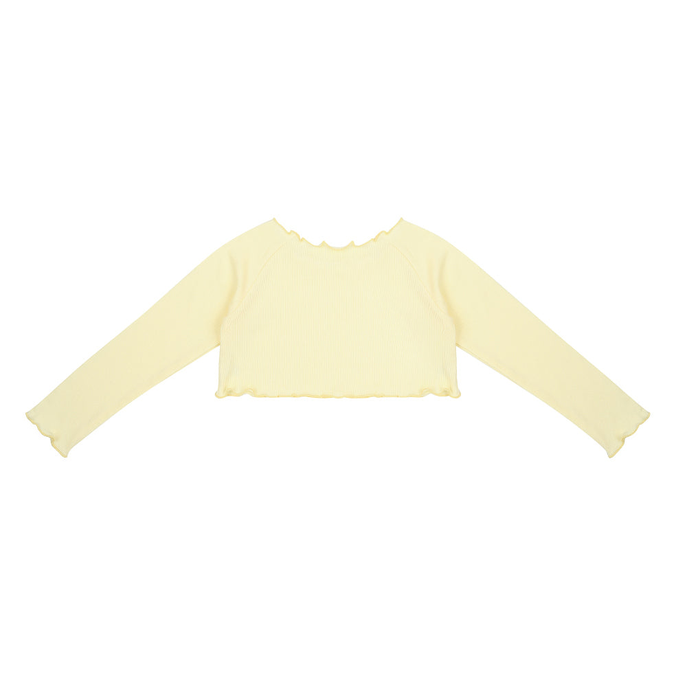 女童黄色短款芭蕾舞T恤