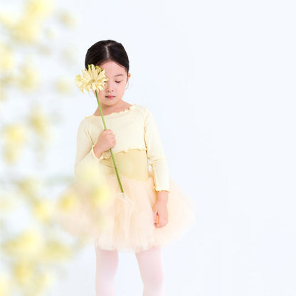 女童黄色短款芭蕾舞T恤
