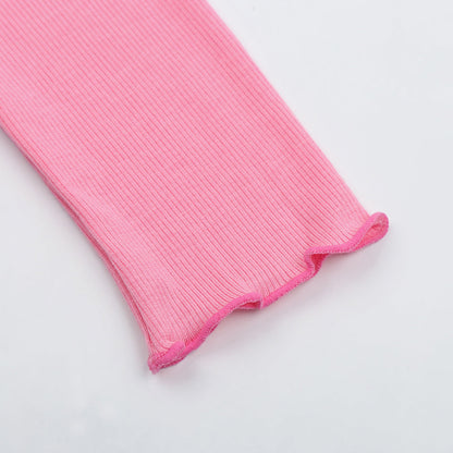 女童粉色短款芭蕾舞T恤