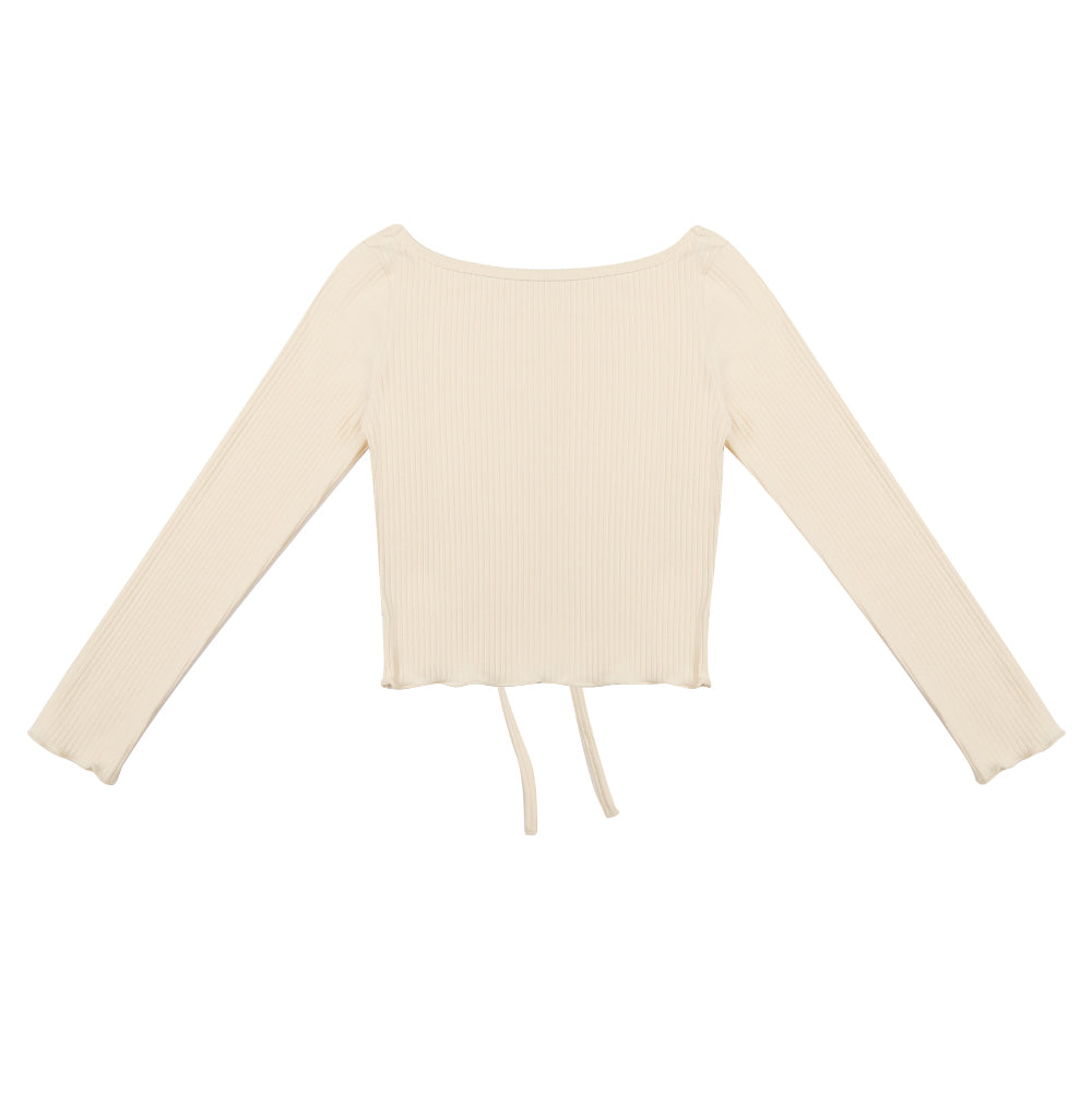 女童奶油白芭蕾舞T恤