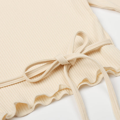 女童奶油白芭蕾舞T恤