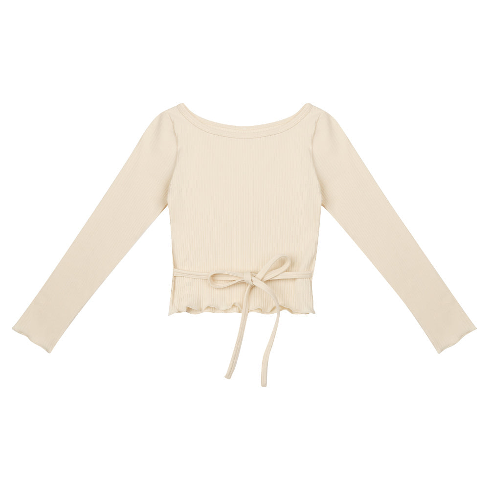 女童奶油白芭蕾舞T恤