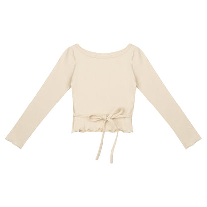 女童奶油白芭蕾舞T恤