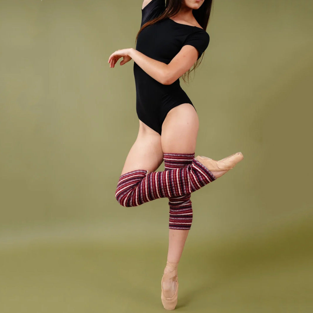 儿童酒红色芭蕾舞护腿