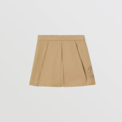 女童米色Logo棉短裙