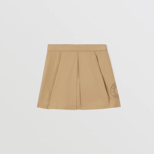 女童米色Logo棉短裙