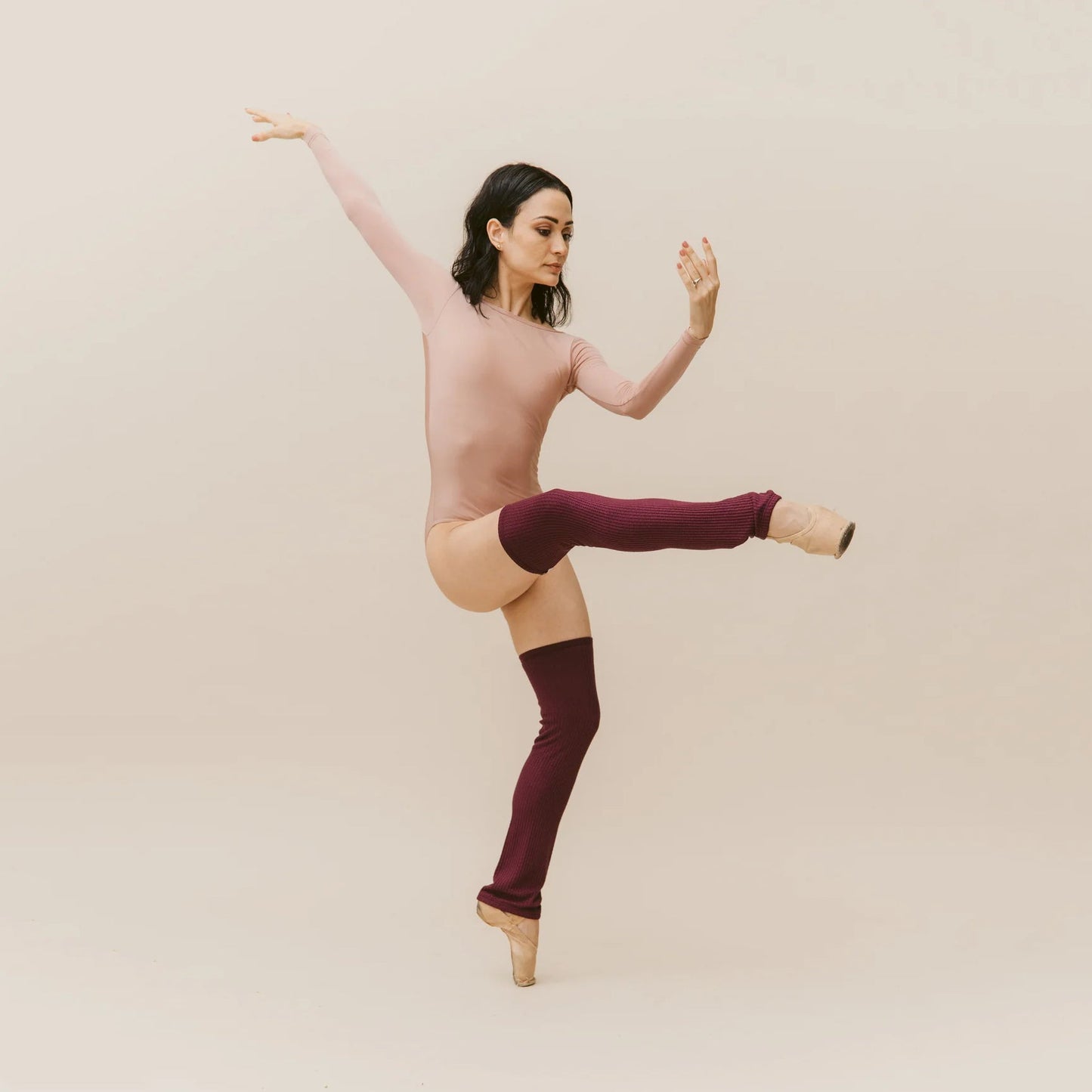 儿童浆果色芭蕾舞护腿