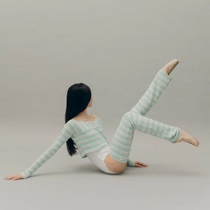 成人款浅蓝色条纹芭蕾舞护腿