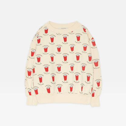儿童米色印花棉卫衣