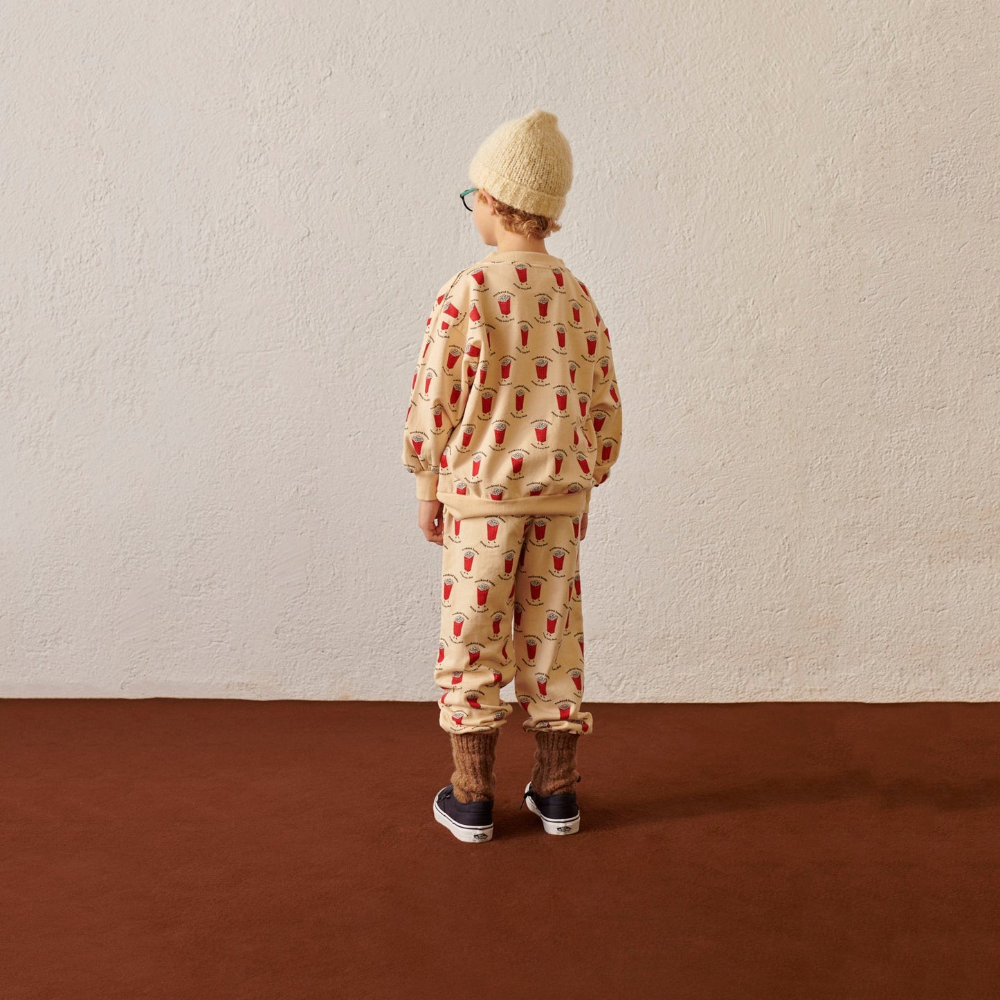 儿童米色印花棉卫衣