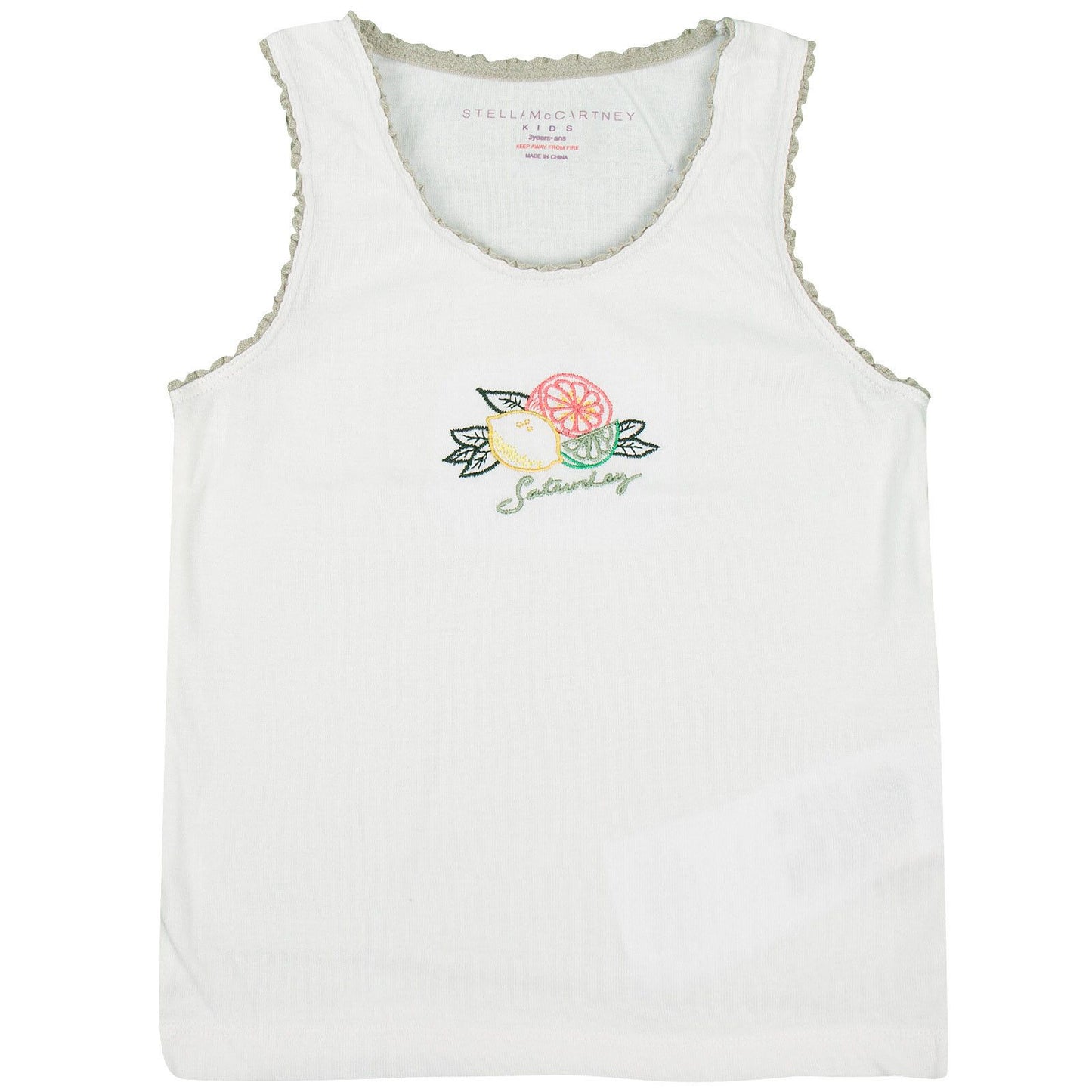 Clementina Girls 7 Pack White Organic Cotton Vests Gift Set With Fruit Print