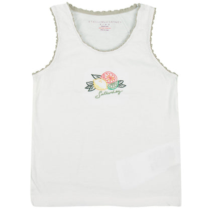 Clementina Girls 7 Pack White Organic Cotton Vests Gift Set With Fruit Print