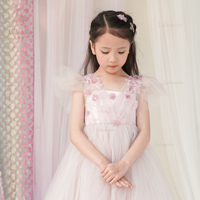 女童粉色花语公主礼服裙