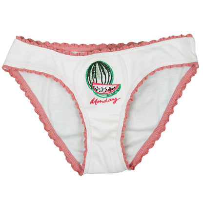 Peonie Girls 7 Pack White Organic Cotton Knickers Gift Set With Fruit Print