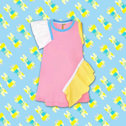 Girls Pink Sleeveless Cotton Dress