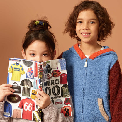 亲子款蓝棕色半边绒拉链卫衣