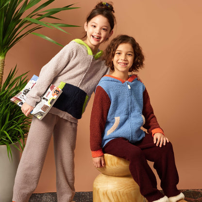 亲子款棕色半边绒长裤