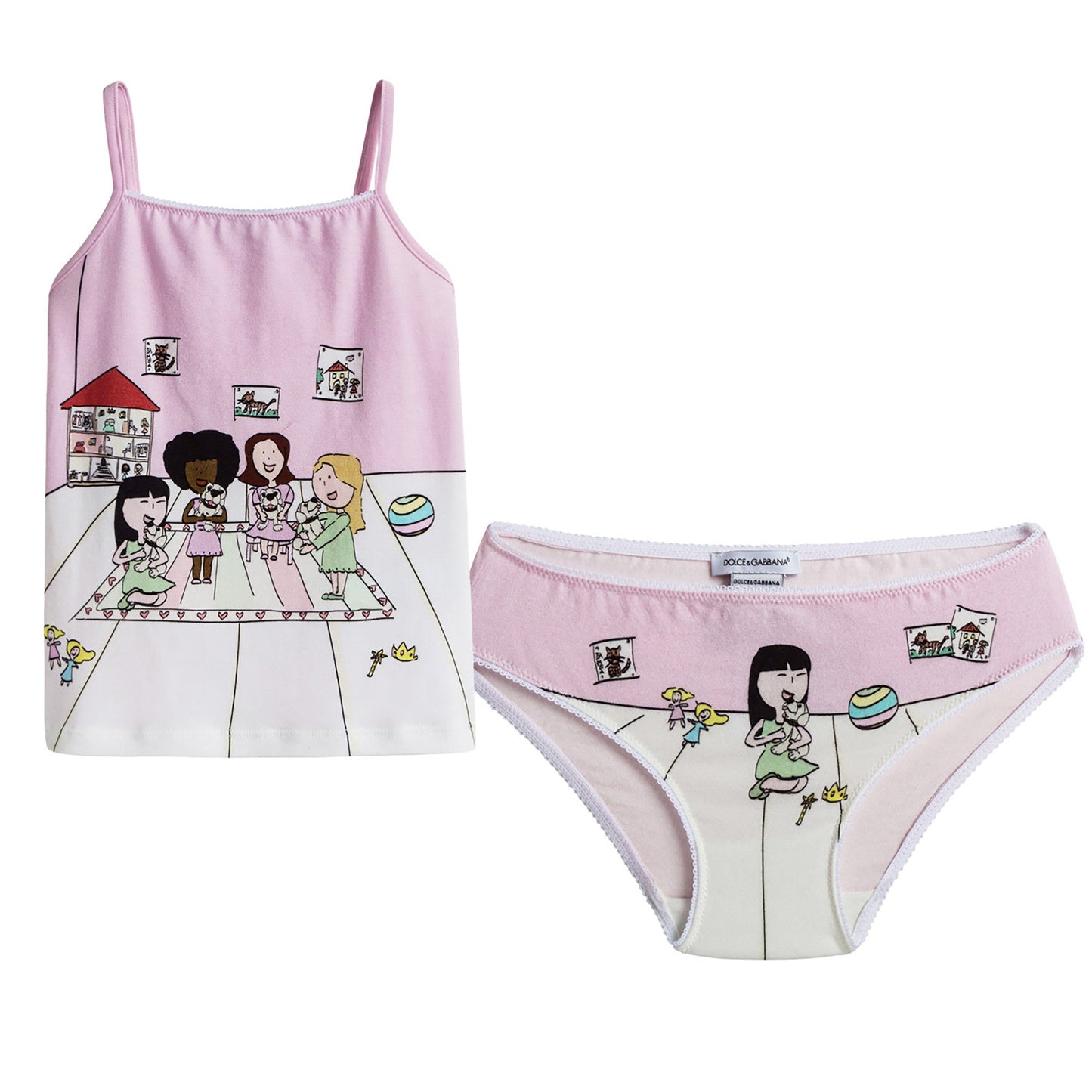 Baby Girls Pink Fancy Printed Top & Underwear Gift Box Set