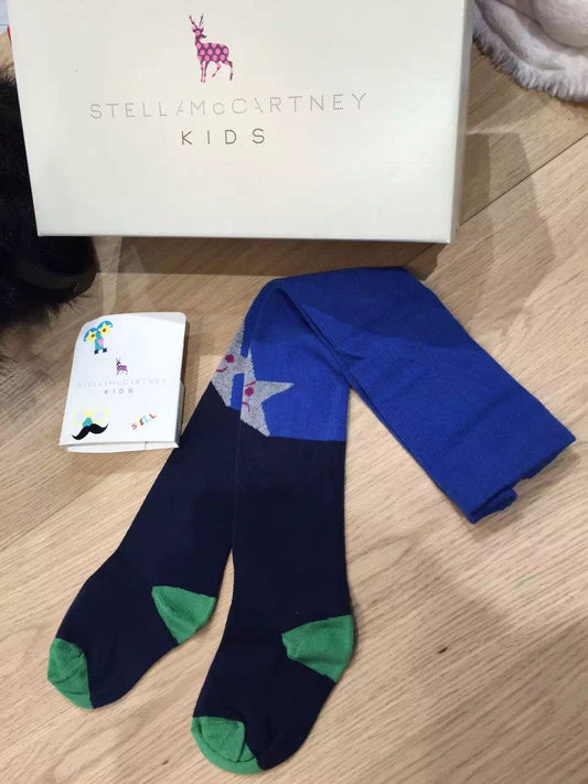 Petra Girls Blue&Green Cotton Knit Tights