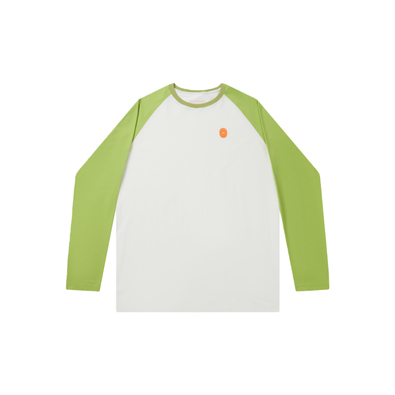 亲子款牛油果绿拼接色噗噗棉插肩长袖T恤