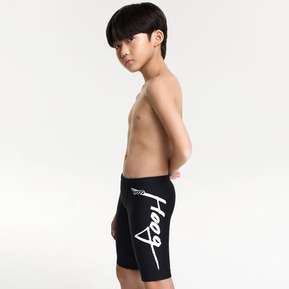 男童黑色Logo专业泳裤