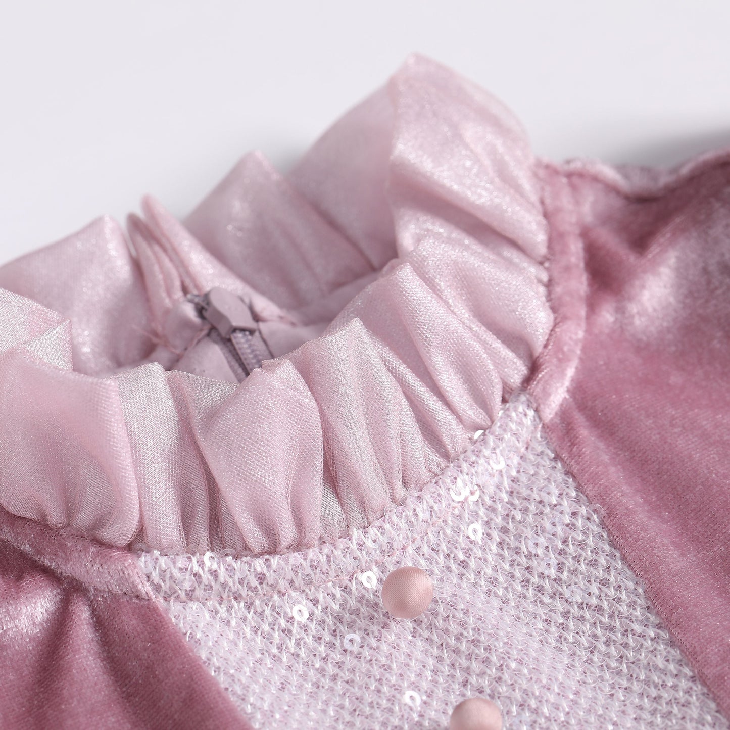 女童粉紫色长袖公主礼服裙