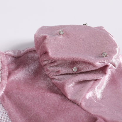 女童粉紫色长袖公主礼服裙