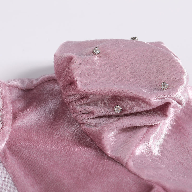 女童粉紫色长袖公主礼服裙