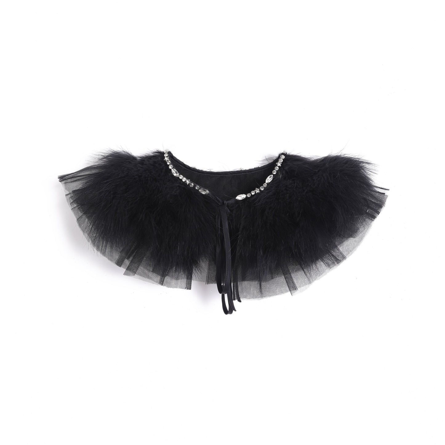 水钻黑天鹅披肩领