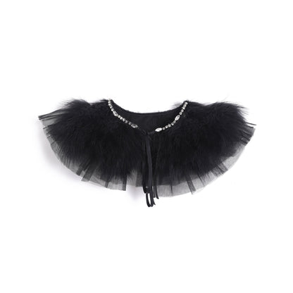 水钻黑天鹅披肩领