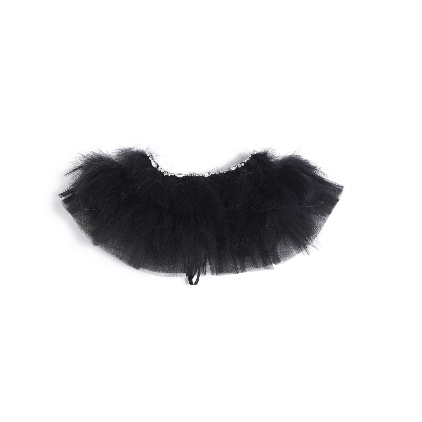 水钻黑天鹅披肩领