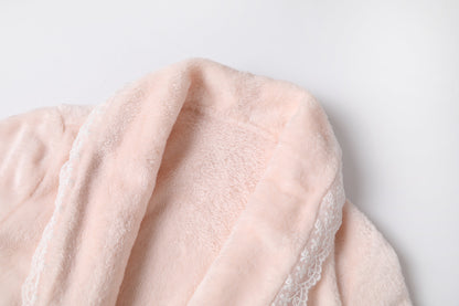 粉色珊瑚绒公主睡袍