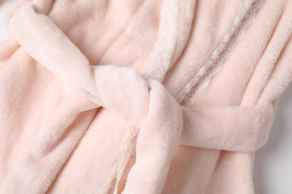 粉色珊瑚绒公主睡袍